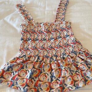 Nation LTD ladies/girls Floral Smocked Tank Top - Navy, Red, Yellow, Cream